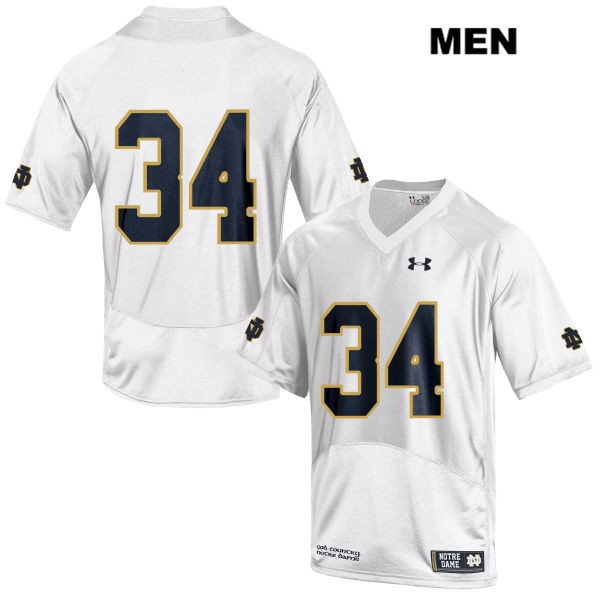 Men's NCAA Notre Dame Fighting Irish #34 Jahmir Smith Stitched College Under Armour Authentic White No Name Football Jersey ED10M78BE